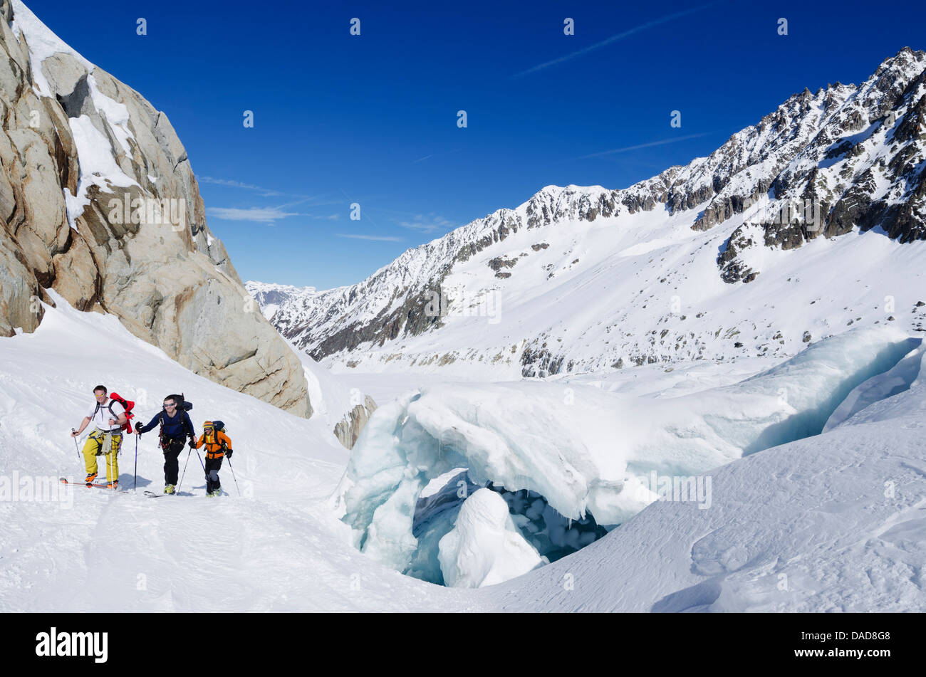 Col du Passon i fuori pista sci alpinismo Area, Valle di Chamonix, Haute-Savoie, sulle Alpi francesi, Francia, Europa Foto Stock