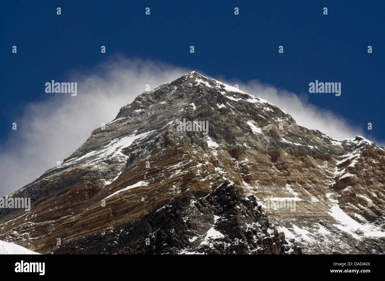 Il monte Everest, 8850m, Solu Khumbu Everest Regione, Parco Nazionale di Sagarmatha, Sito Patrimonio Mondiale dell'UNESCO, Nepal, Himalaya, Asia Foto Stock