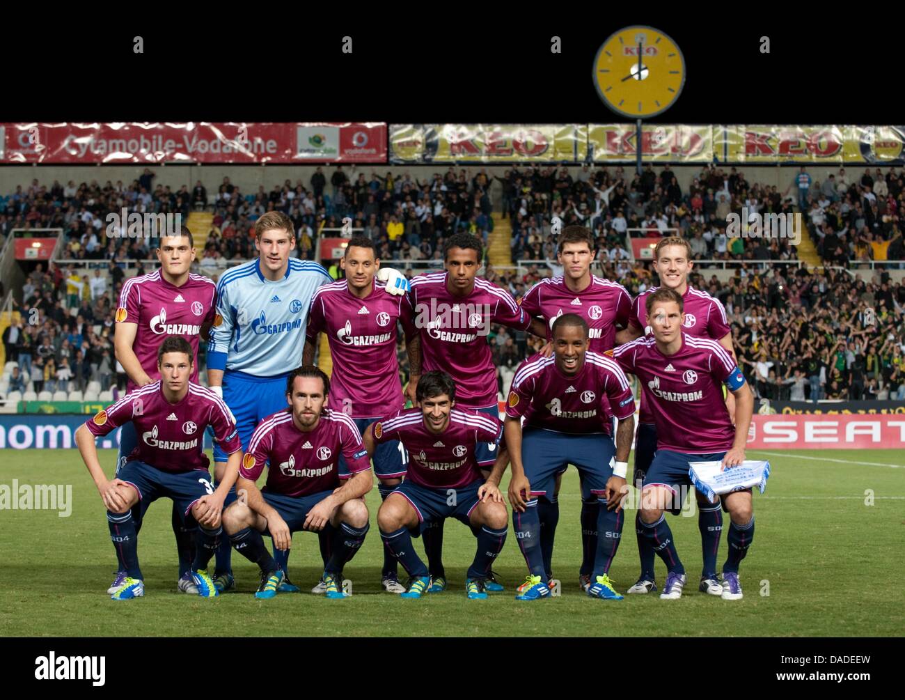 Foto del team di Schalke priorthe UEFA Europa League gruppo J partita di calcio AEK Larnaca vs FC Schalke 04 al GSP Stadium di Nicosia, Cipro, 20 ottobre 2011. Foto: Bernd Thissen dpa Foto Stock