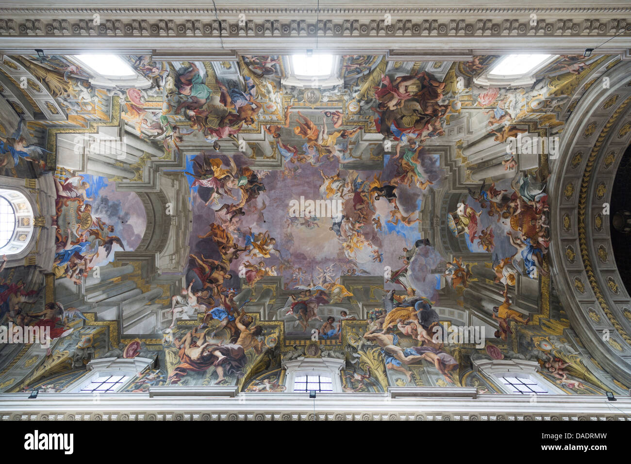 Affresco sul soffitto della navata della chiesa di Sant Ignazio di Loyola a Campo Marzio, Roma, Italia Foto Stock