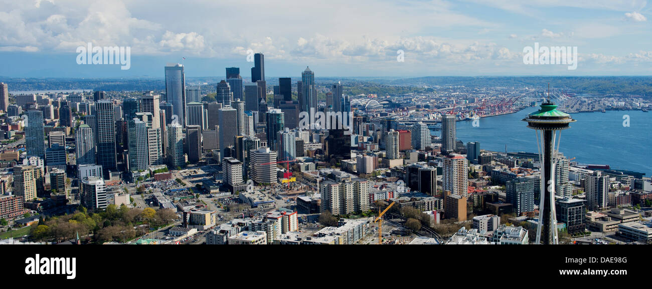 Panoramica vista aerea di Seattle, nello Stato di Washington, USA Foto Stock