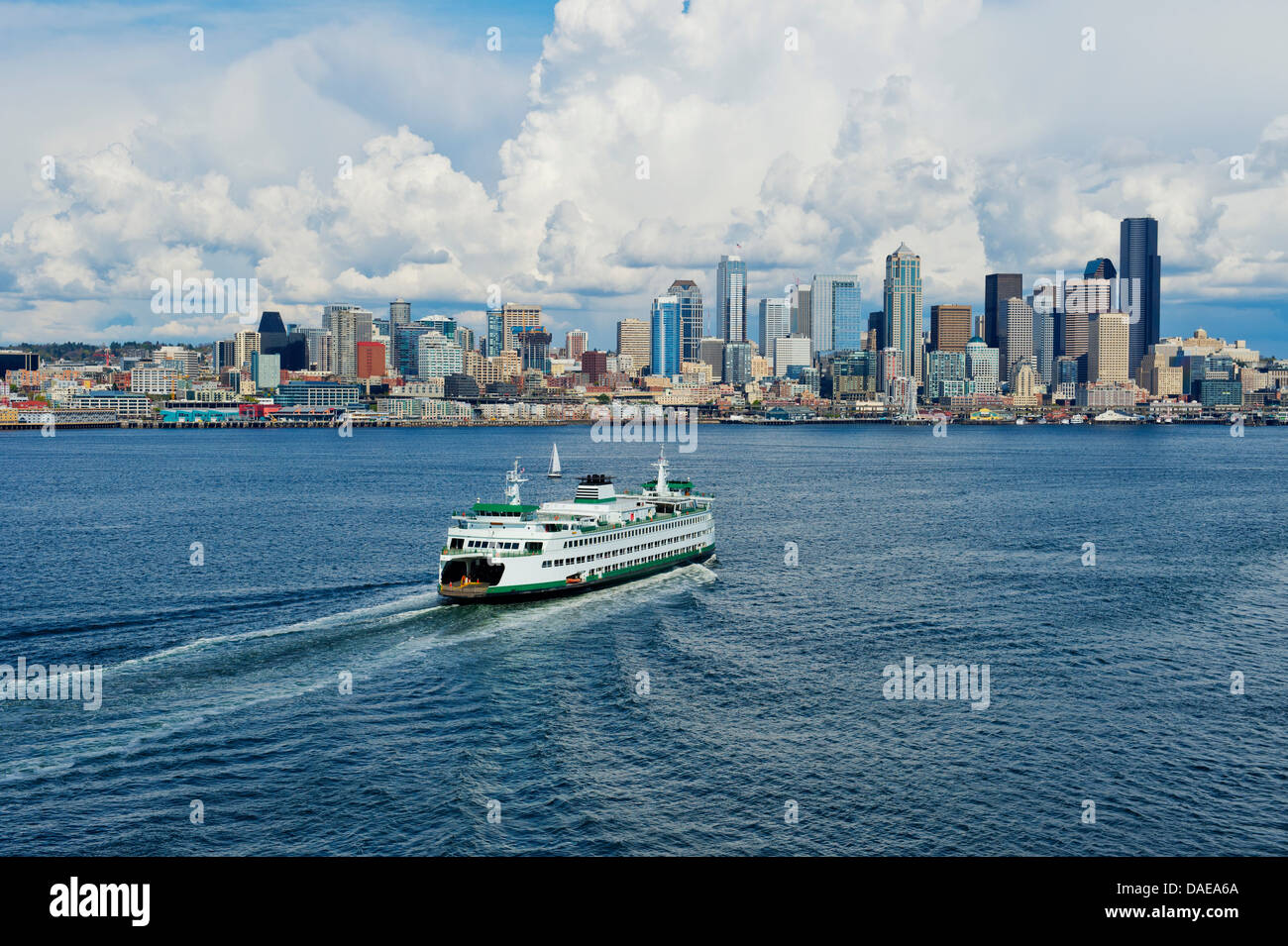 Vista aerea del traghetto, Seattle, nello Stato di Washington, USA Foto Stock