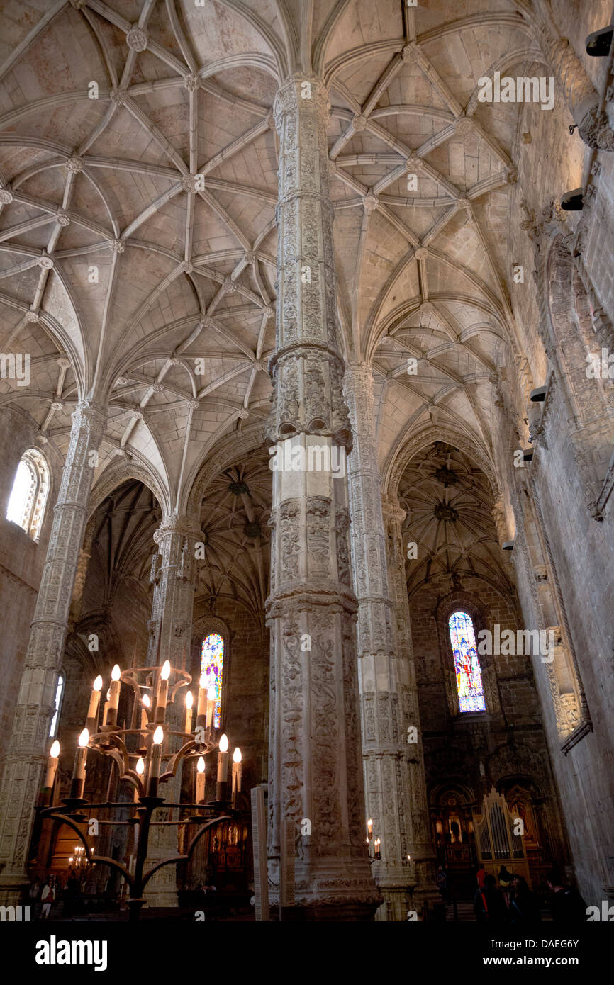 Il Portogallo, Lisbona, quartiere Belem, il Mosteiro dos Jeronimos (Hieronymites monastero) elencati come patrimonio mondiale dall' UNESCO Foto Stock