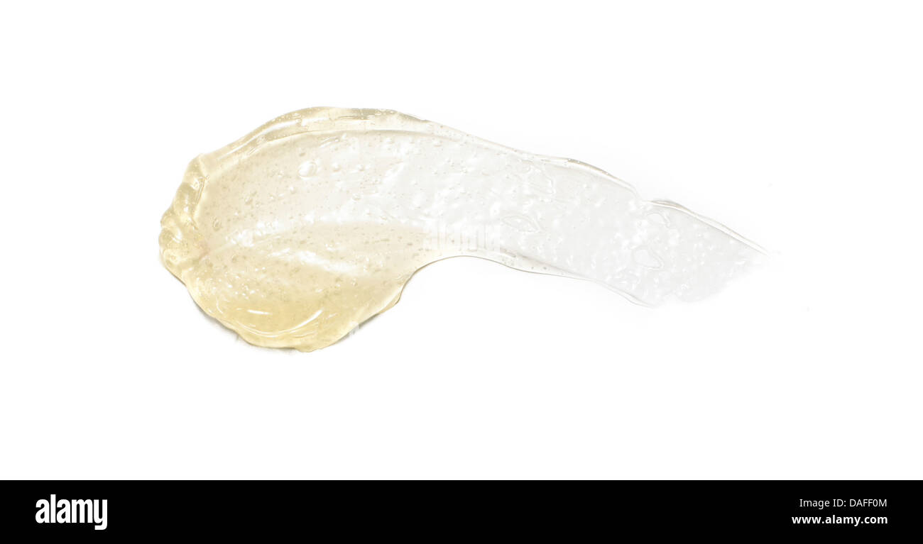 Giallo arancione crema gel olio tagliare su sfondo bianco Foto Stock