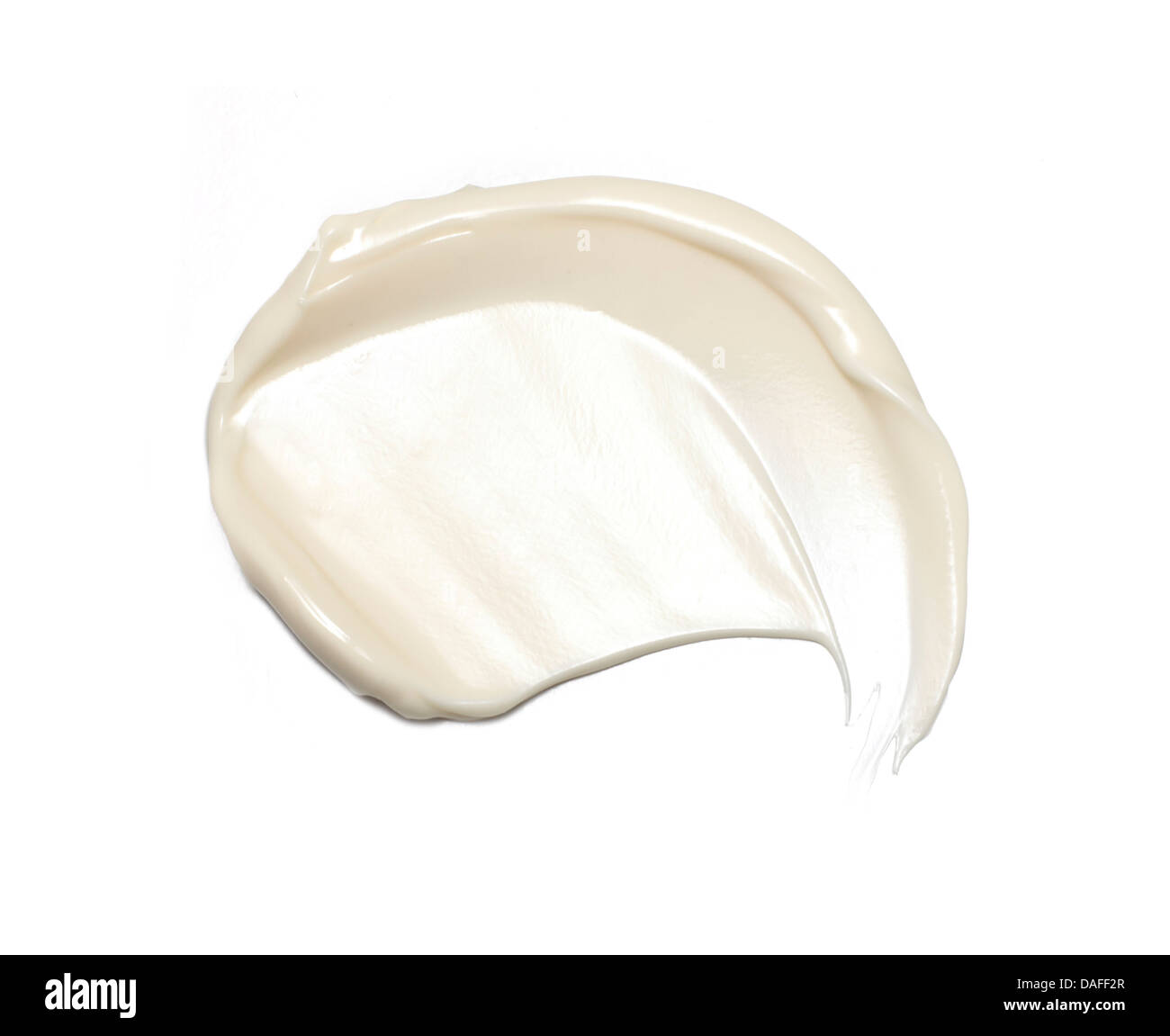 Giallo beige crema di bellezza tagliati su sfondo bianco Foto Stock