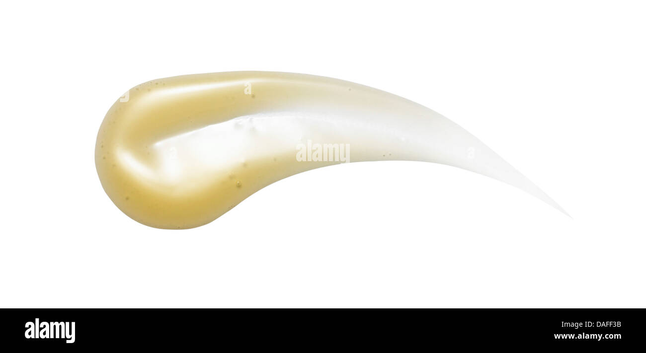 Giallo arancione crema gel olio tagliare su sfondo bianco Foto Stock