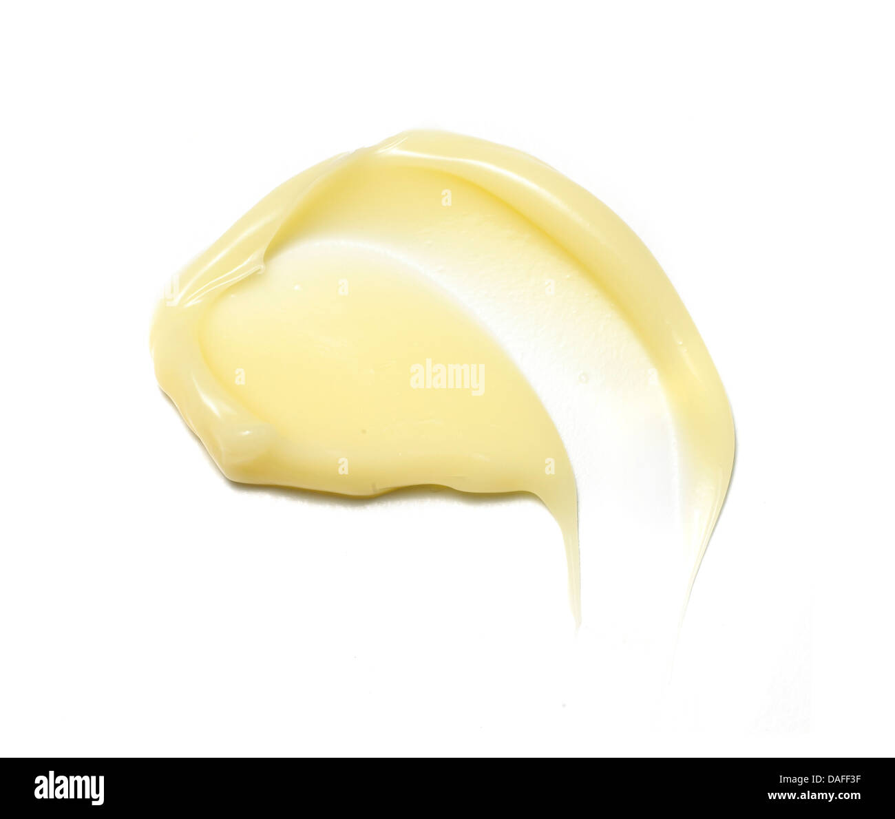 Giallo arancione crema gel olio tagliare su sfondo bianco Foto Stock