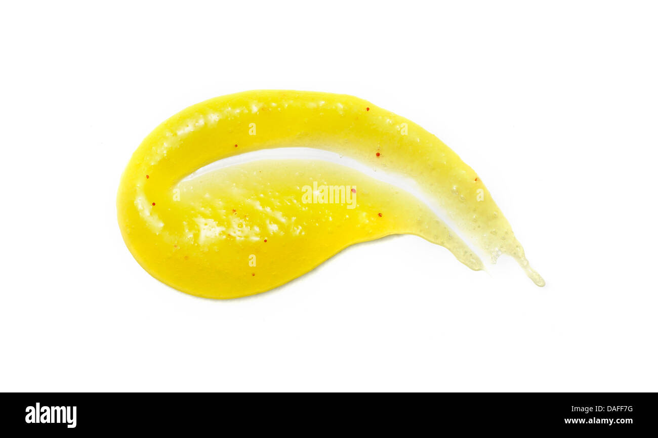Giallo arancione crema gel olio tagliare su sfondo bianco Foto Stock