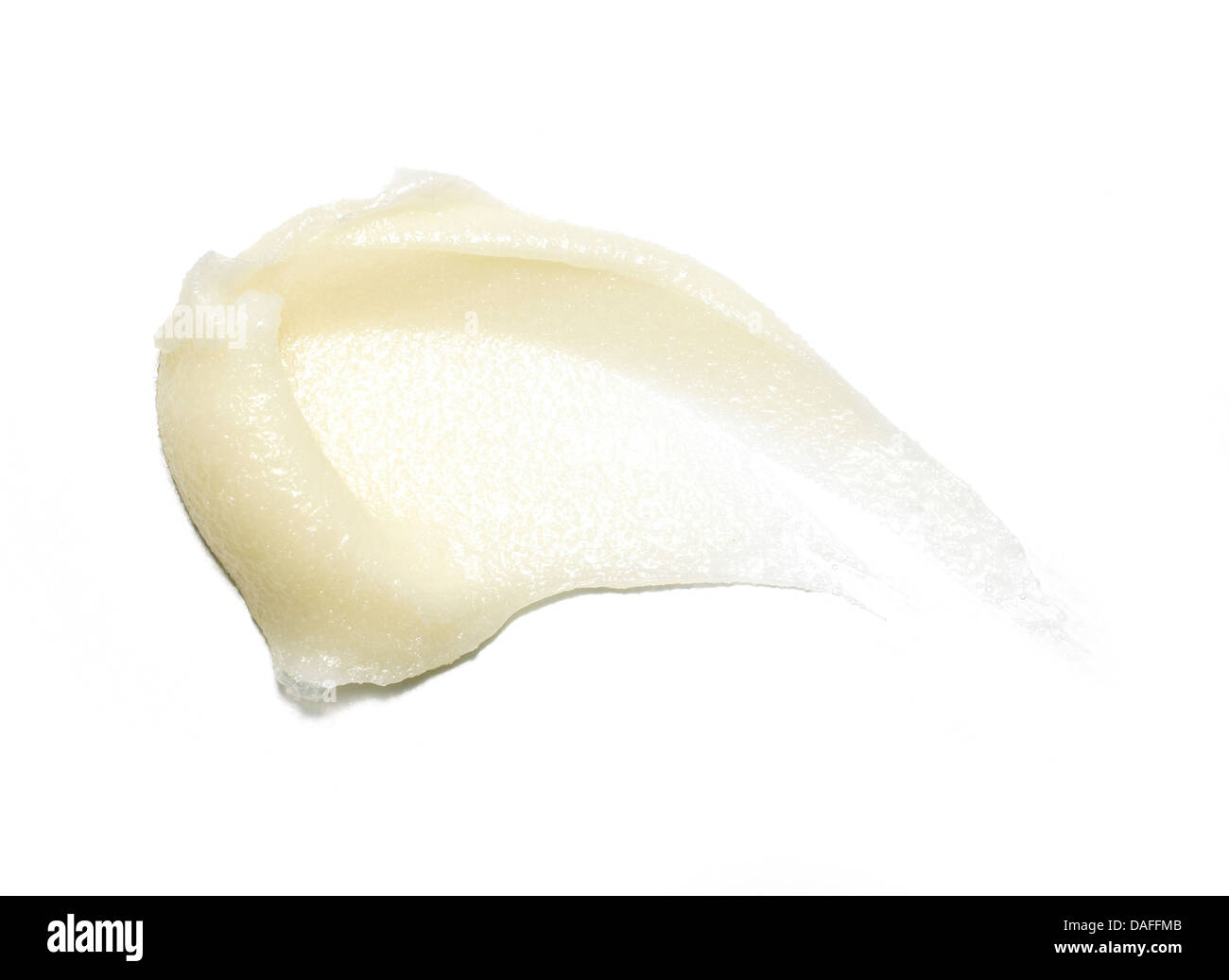 Giallo arancione crema gel olio tagliare su sfondo bianco Foto Stock