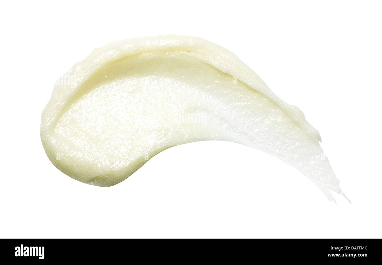 Giallo arancione crema gel olio tagliare su sfondo bianco Foto Stock