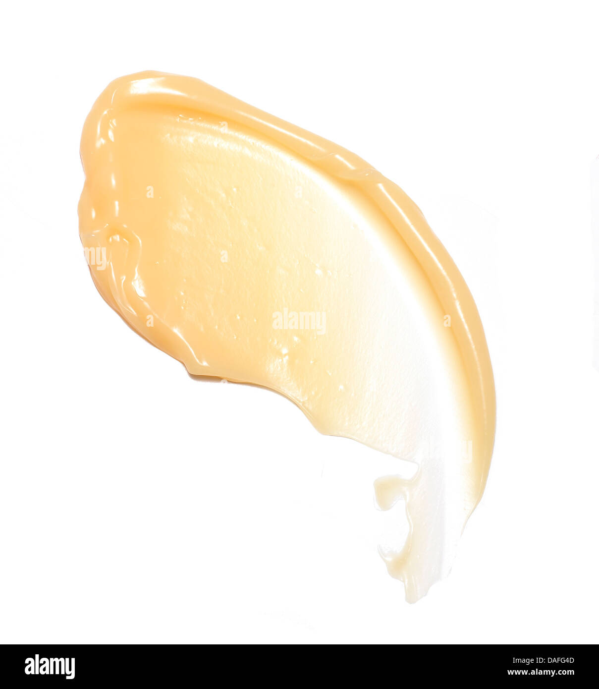 Giallo arancione crema gel olio tagliare su sfondo bianco Foto Stock
