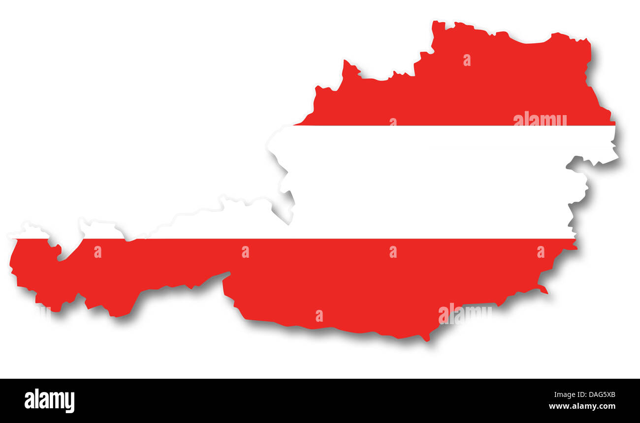 Mappa e bandiera dell'Austria Foto Stock