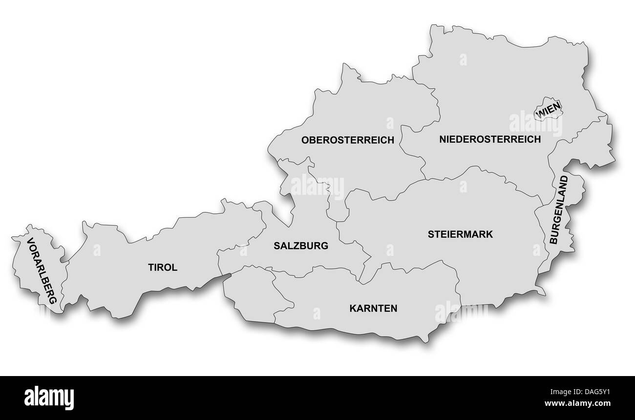 Mappa di Austria Foto Stock