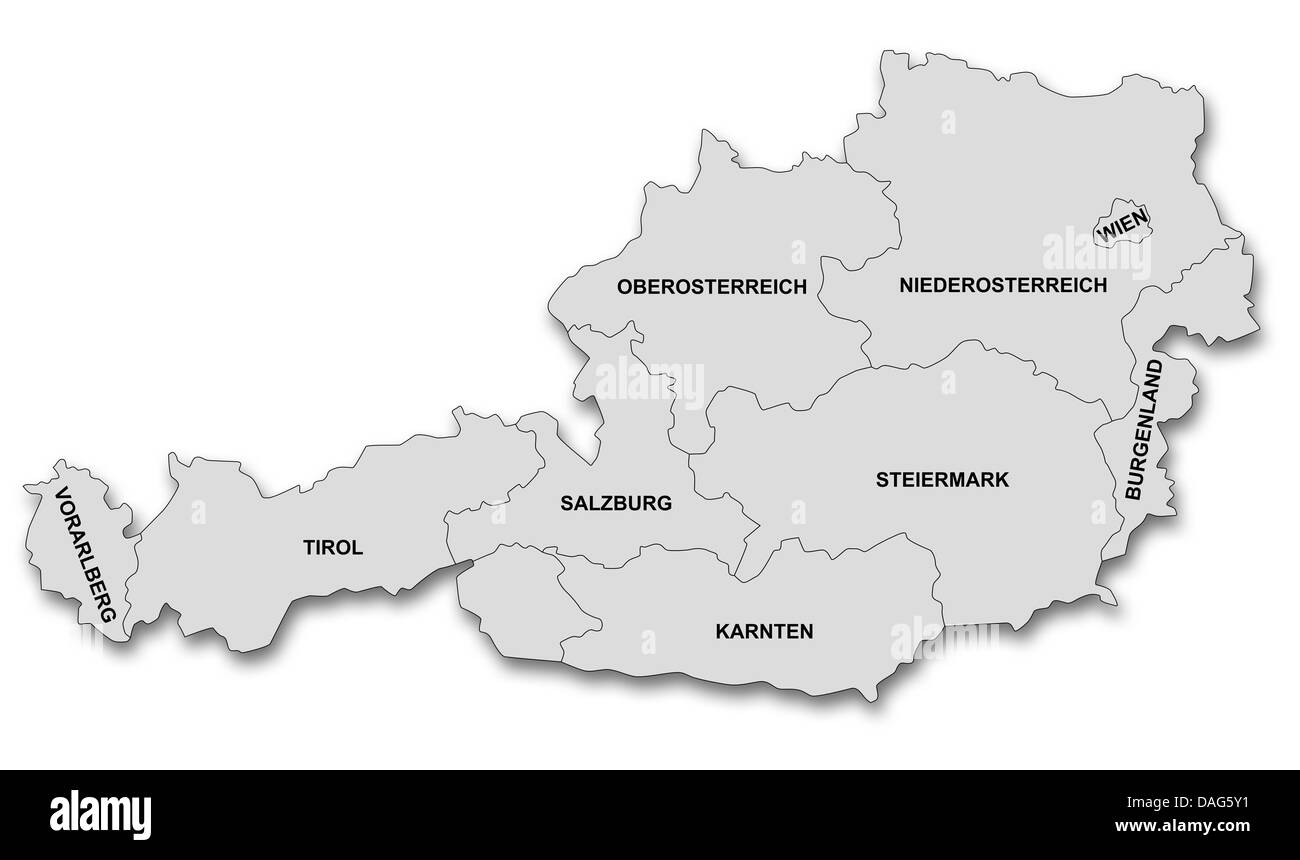 Mappa di Austria Foto stock - Alamy