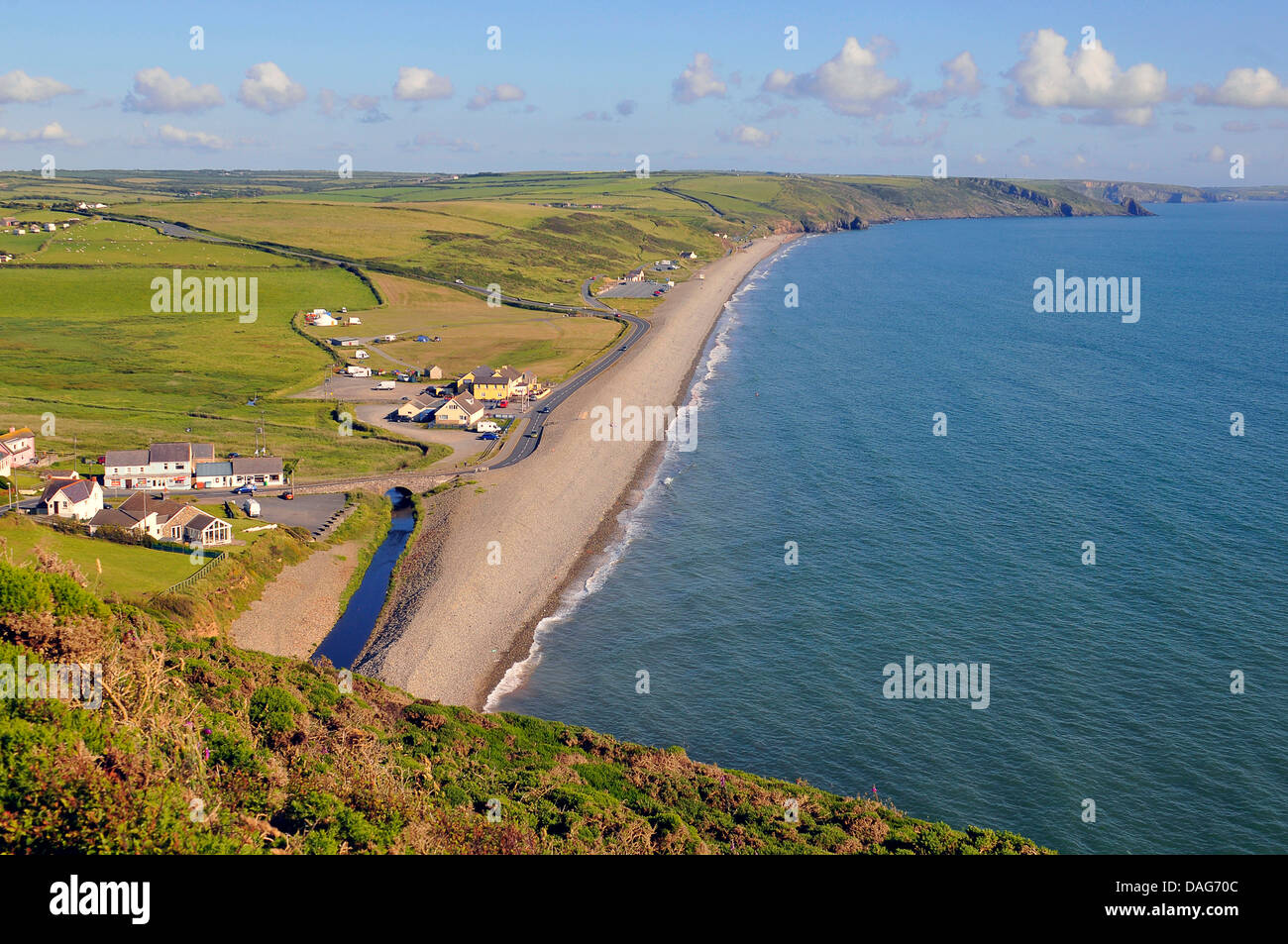 Case vacanza Newgale beach, Regno Unito, Galles Pembrokeshire Foto Stock