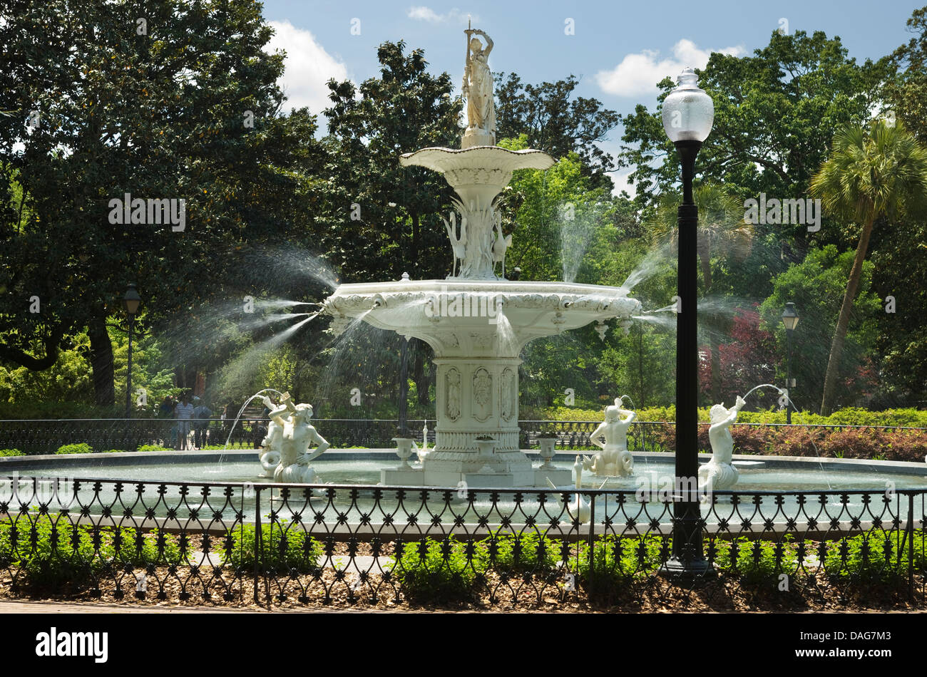 Fontana Forsyth park Savannah in Georgia negli Stati Uniti Foto Stock