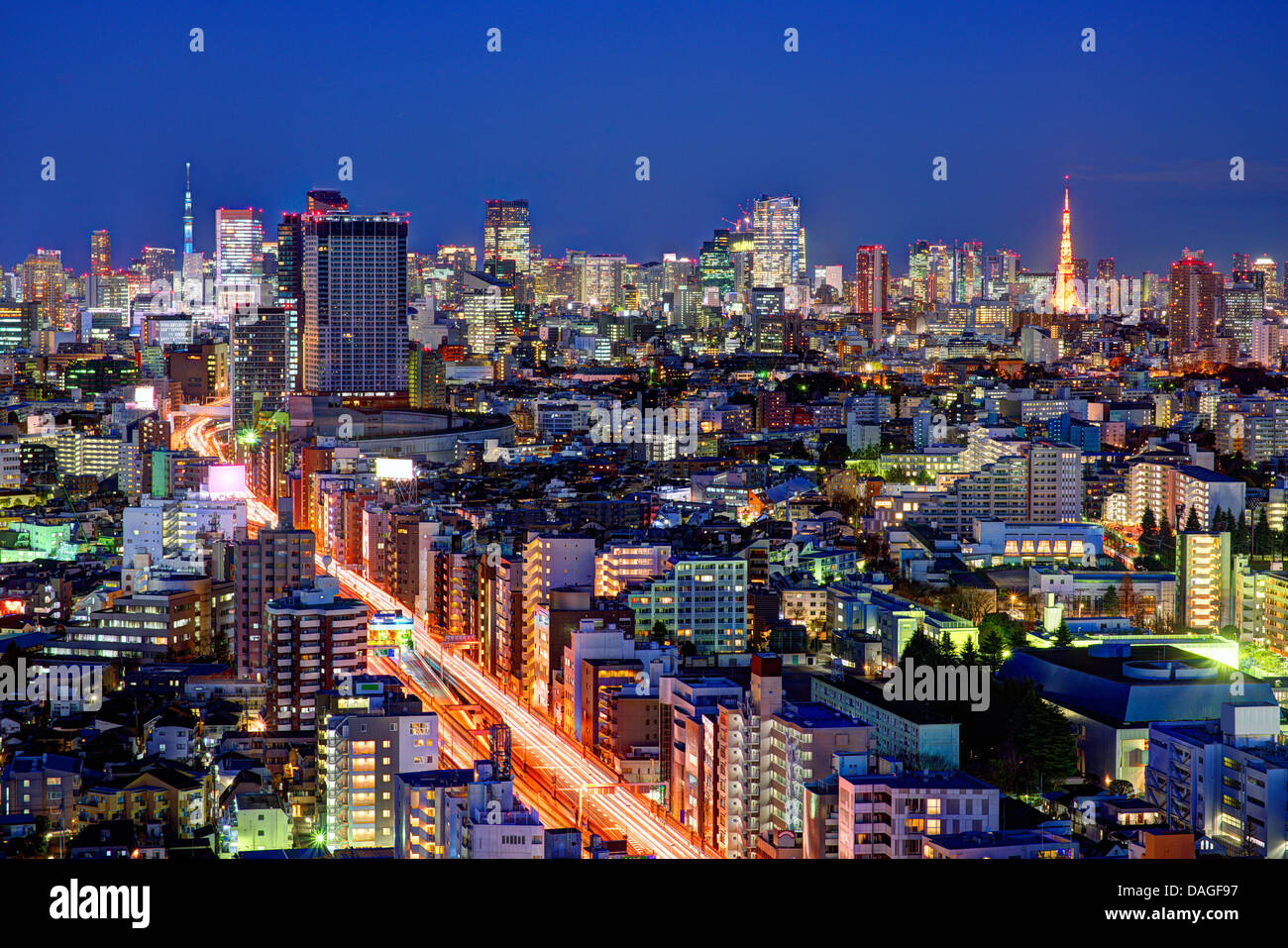 Tokyo, Giappone strutture landmark vista da un'Ebisu grattacielo. Foto Stock