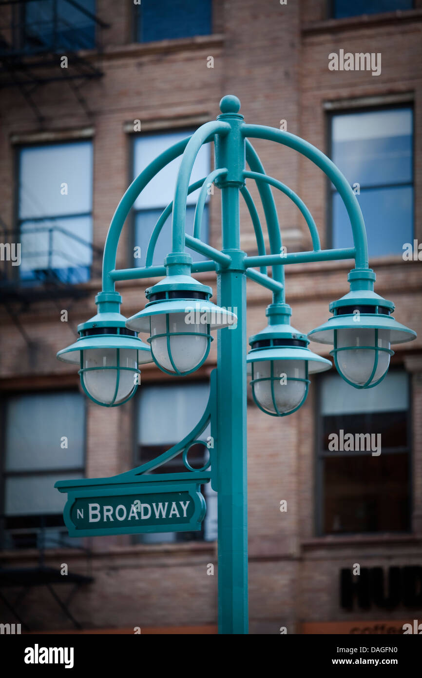 Nord Broadway Street è visto nella storica terza Ward di Milwaukee Foto Stock