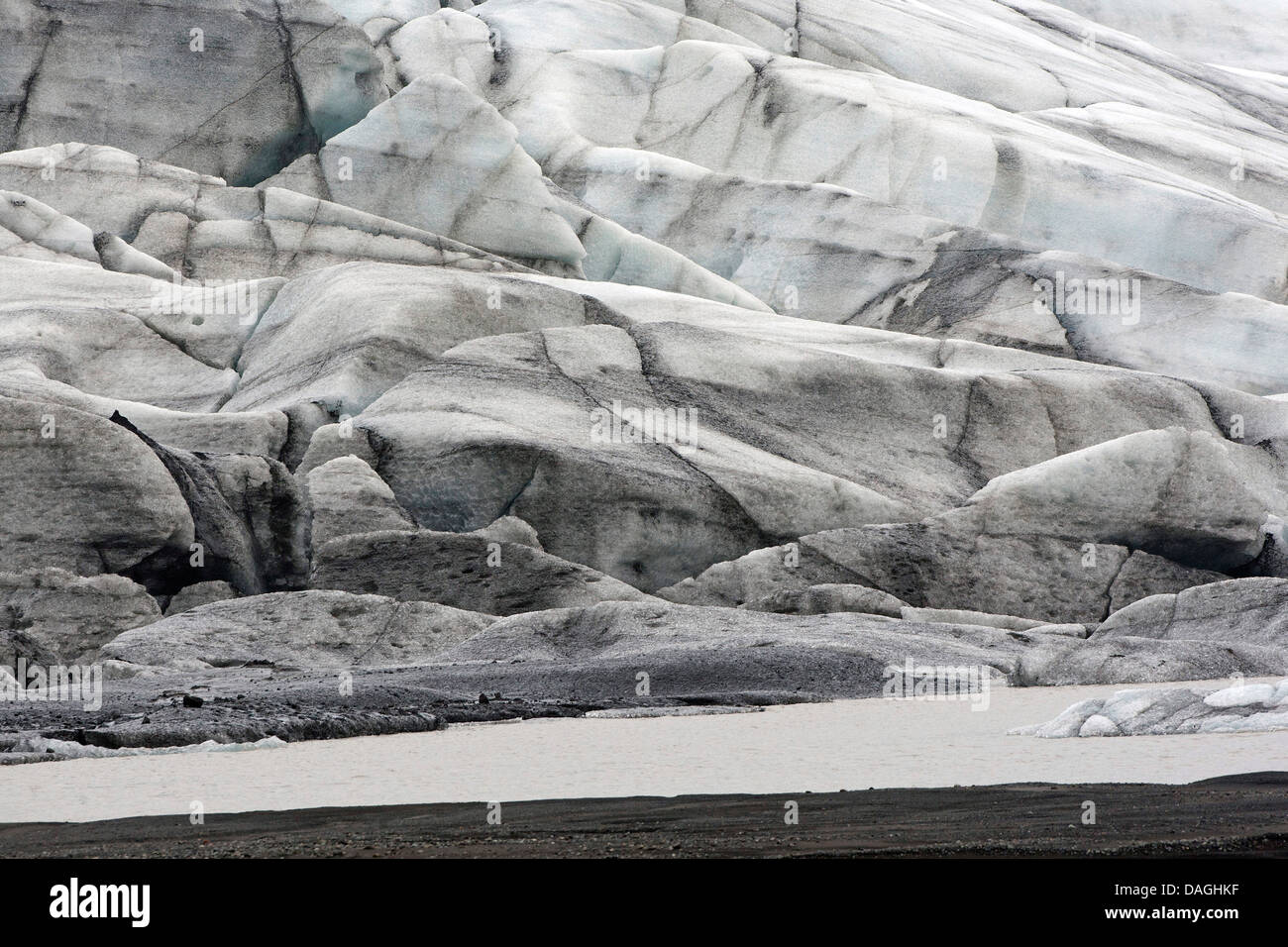 Incrinature nel ghiacciaio, Islanda, Skaftafell National Park, Vatnajoekull Foto Stock