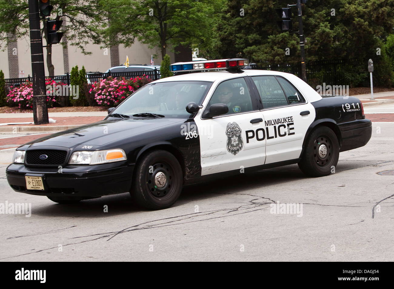 A Milwaukee auto della polizia è visto in Milwaukee Foto Stock