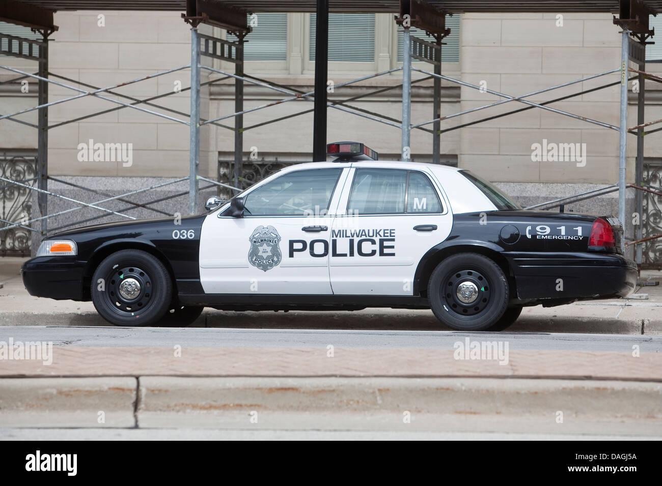 A Milwaukee auto della polizia è visto in Milwaukee Foto Stock