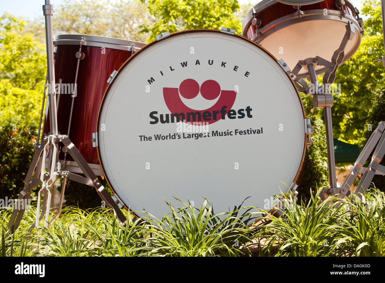 Milwaukee Summerfest logo è visto sul Henry W. Maier Festival Park (Summerfest Grounds) in Milwaukee Foto Stock