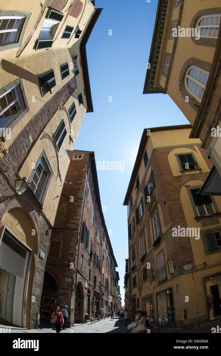 Lente Fish-Eye immagine di Lucca, Toscana, Italia 2013 Foto Stock