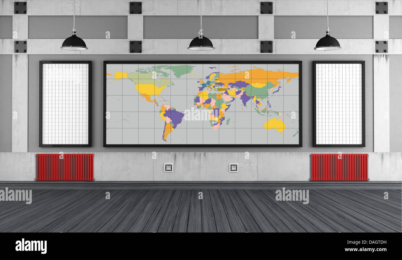 Vuoto in aula universitaria con bordo - rendering - la terra di texture map sono state completamente a mano dal tracciato http://www.evl.uic.ed Foto Stock