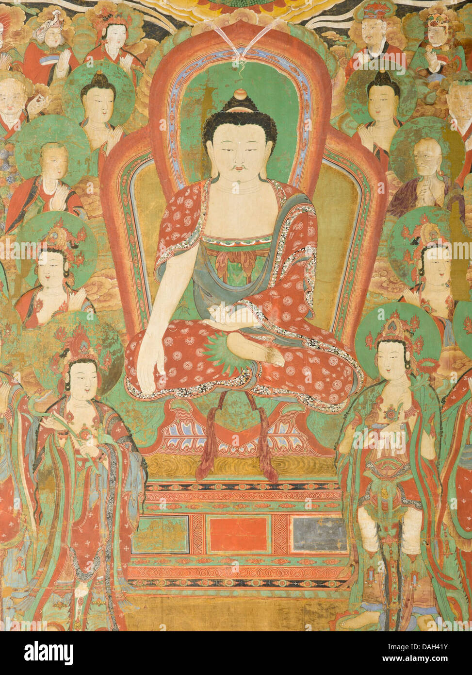 Seokgamoni Buddha Shakyamuni () la predicazione al gruppo sul picco di avvoltoio LACMA AC1998.268.1 (8 di 11) Foto Stock