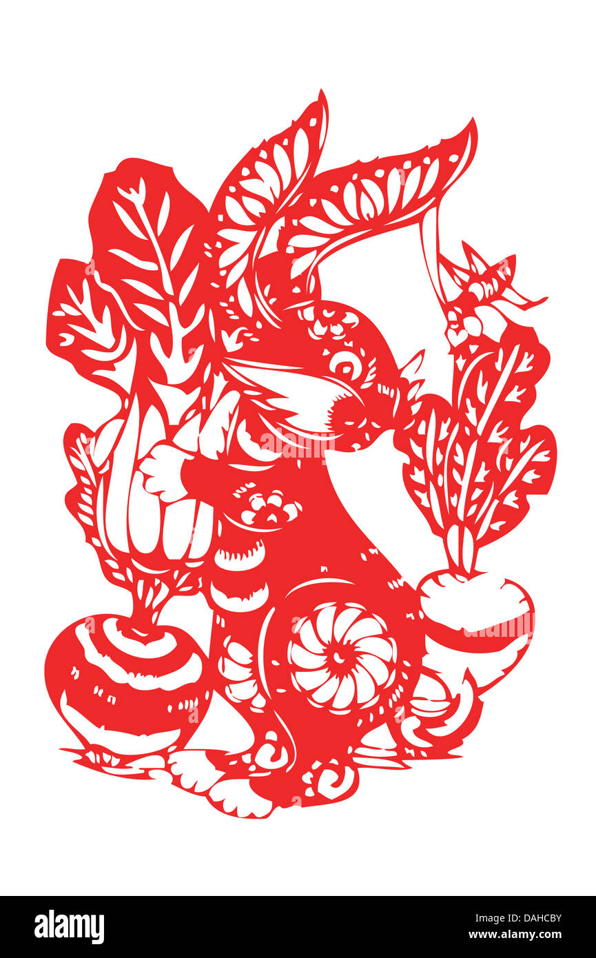 Papercut cinese dodici oroscopo cinese gli animali Foto Stock