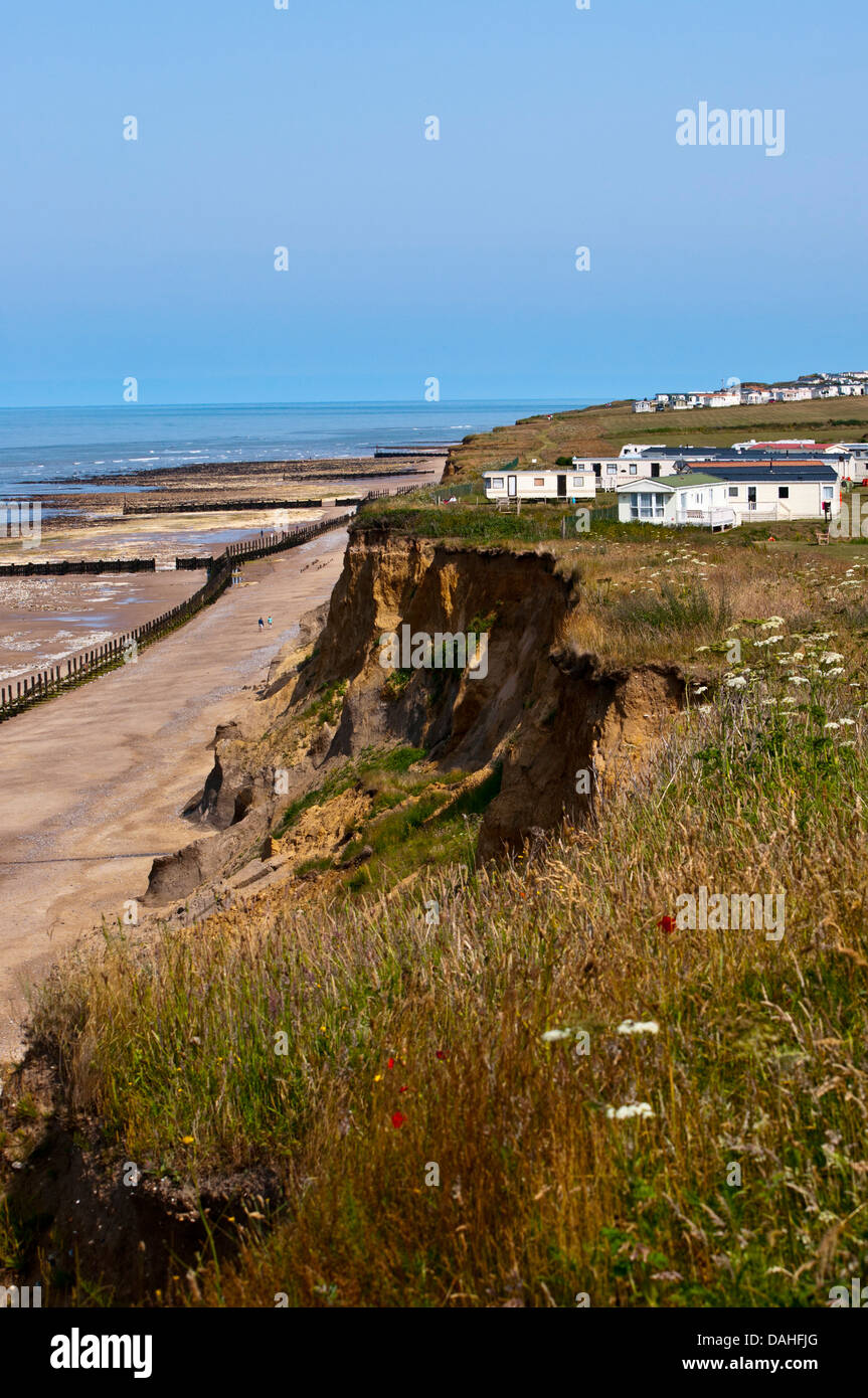 Holiday Caravan Park che si affaccia sul mare West Runton Foto Stock