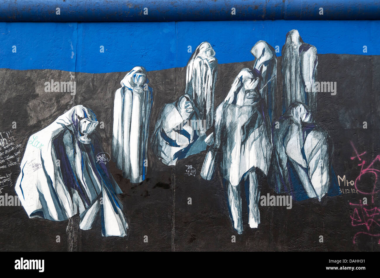 La pittura di Ana Leonor Rodrigues, la East Side Gallery, il muro di Berlino (Berliner Mauer), Germania Foto Stock