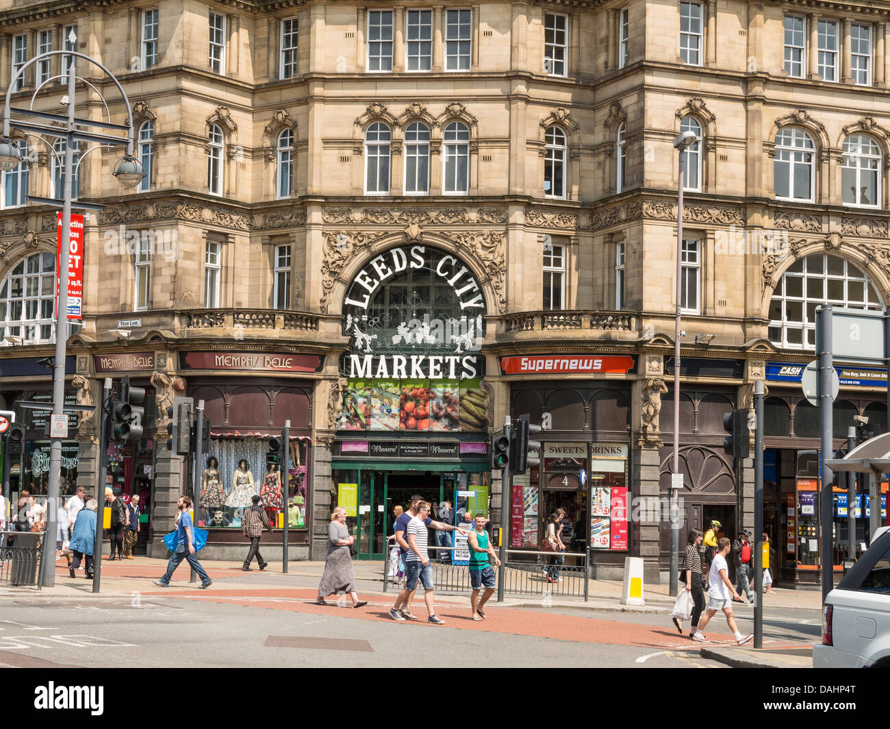 Facciata di Leeds City mercati West Yorkshire Regno Unito Foto Stock