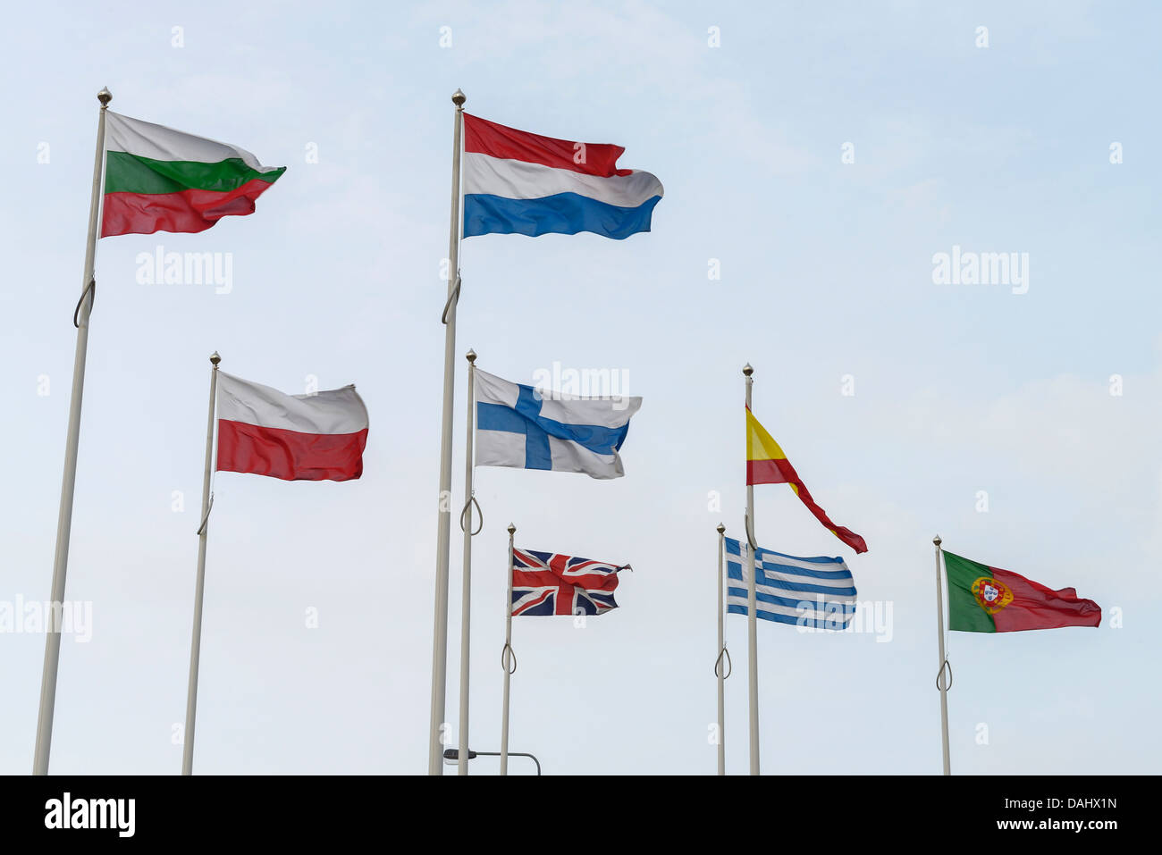Le bandiere dei paesi europei Foto Stock