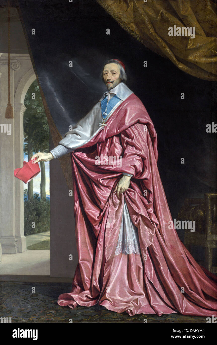 Il cardinale Richelieu (1585-1642) francese ecclesiastico cattolico e più dipinta da Philippe de Champaigne in 1637 Foto Stock