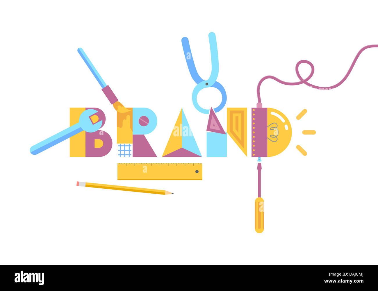 Abstract elegante illustrazione di brand design concetto costruttivo. Isolato su sfondo bianco Foto Stock