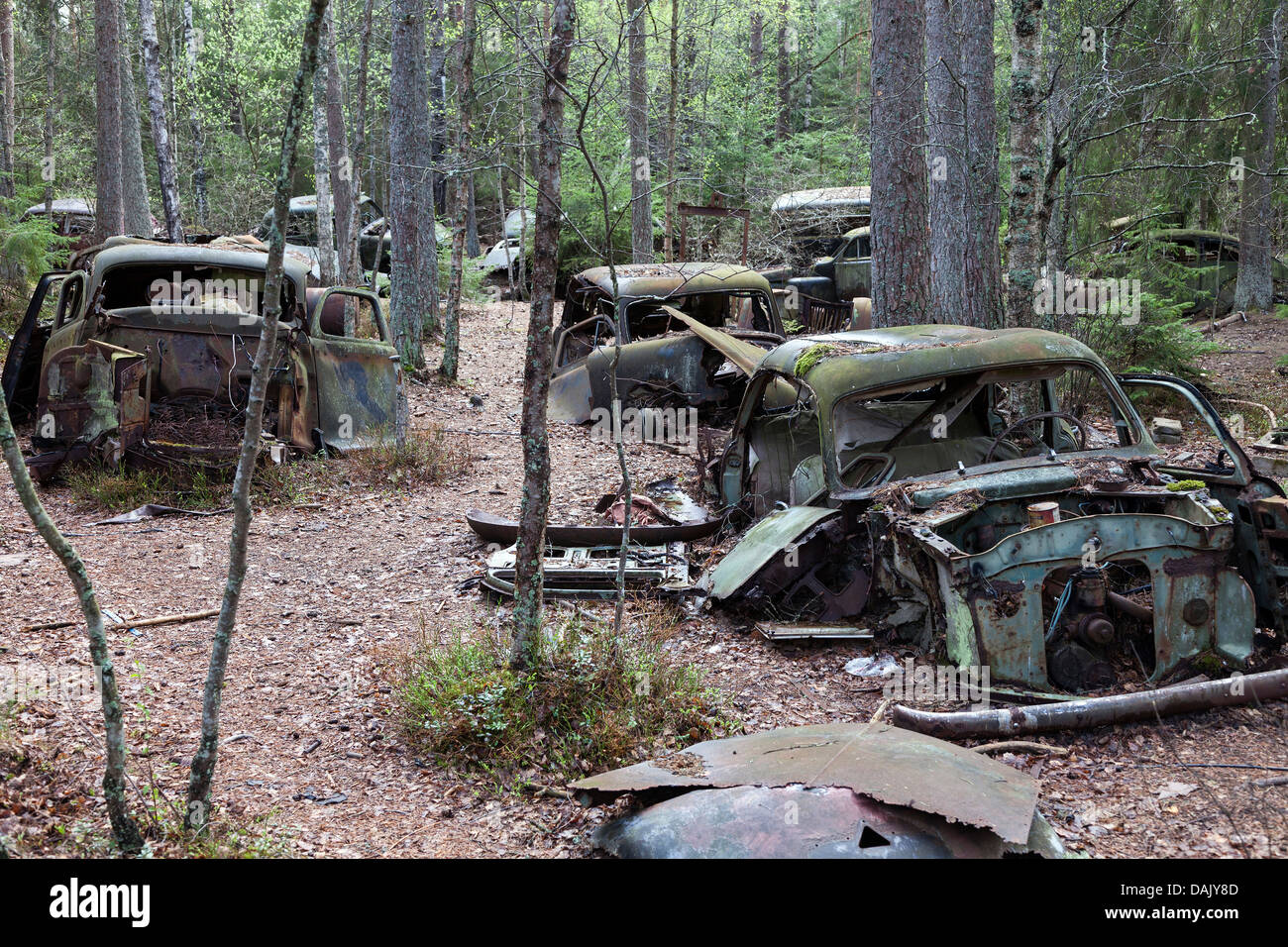 Il cimitero di auto di Kyrkoe mosse Foto Stock