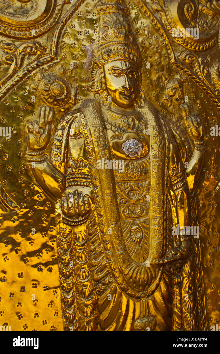Rilievo del dio Vishnu, Janardana Swami Temple Foto Stock