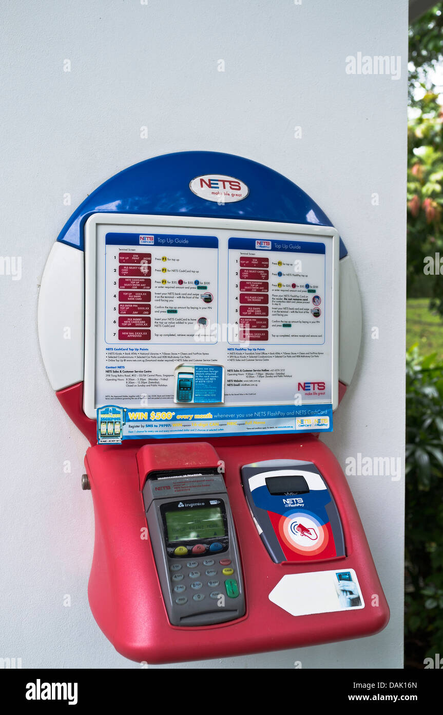 Dh RETI BANCARIE EFTPOS SINGAPORE Cash card top up FlashPay ATM CashCard punto vendita display Foto Stock