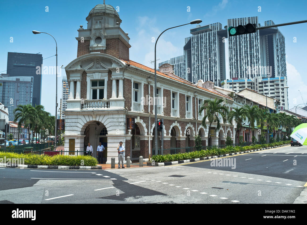Dh stazione Jinrikisha Chinatown di Singapore storico edificio coloniale China town vecchio impero britannico Foto Stock