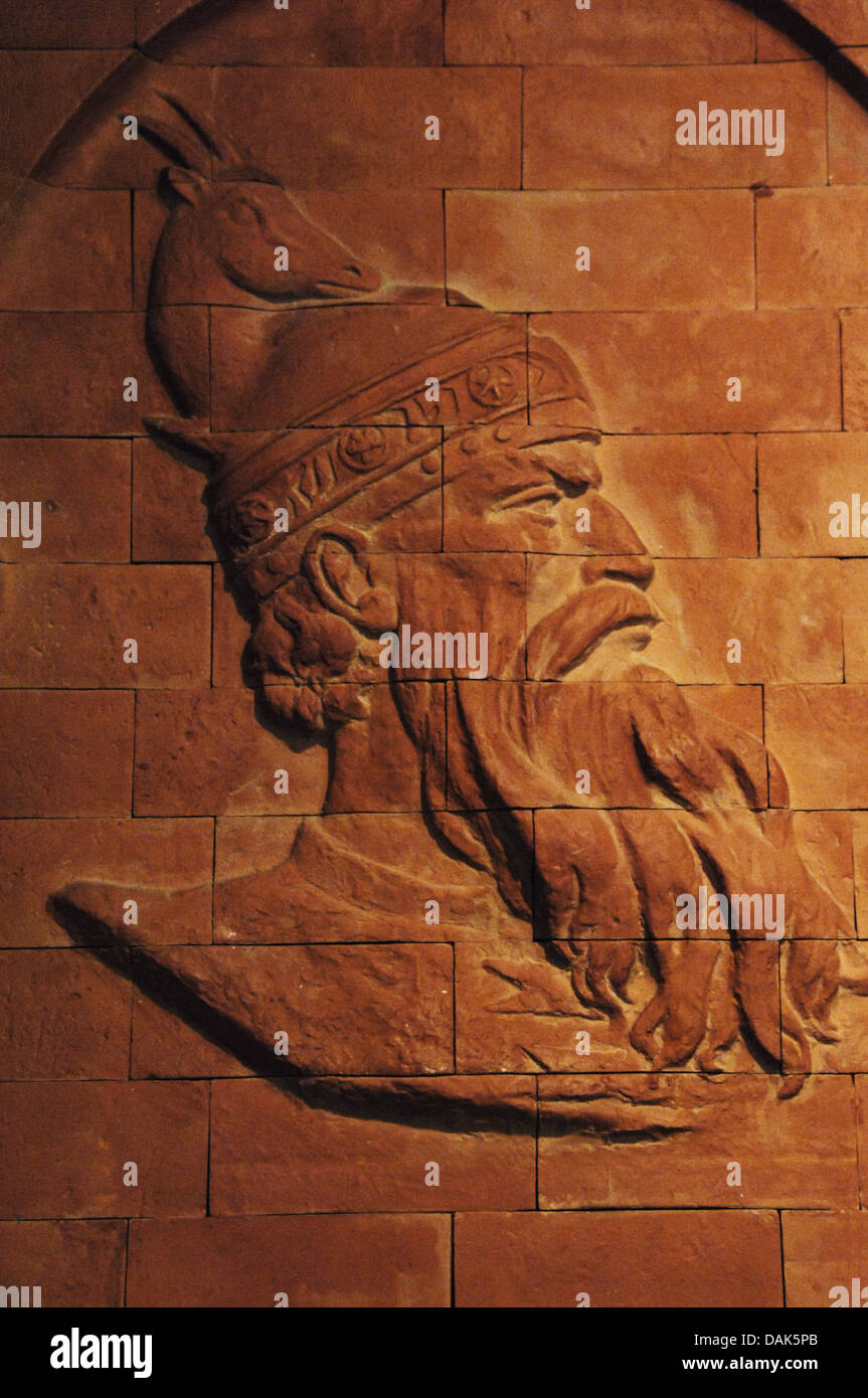 George Kastrioti Skanderbeg (1405-1468). Albanese eroe nazionale. Sollievo. Nazionale Museo Skanderbeg. Kruje. L'Albania. Foto Stock