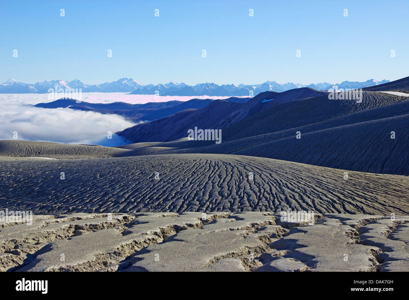 Ceneri vulcaniche con segni di erosione, Cordon Caulle dopo l eruzione del 2011, vulcano Puyehue, Argentina, Patagonia Foto Stock