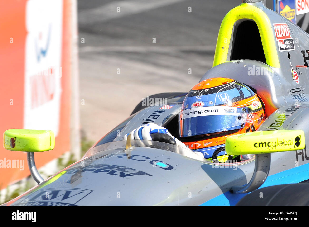 Toronto, Ontario, Canada. 14 Luglio, 2013. Toronto, Ontario, Canada, 14 luglio, 2013. IZOD driver Indy Josef Newgarden (67) in azione a la Honda Indy Toronto Gara 2 a Exhibition Place, Toronto luglio 14th.Gerry Angus/CSM/Alamy Live News Foto Stock