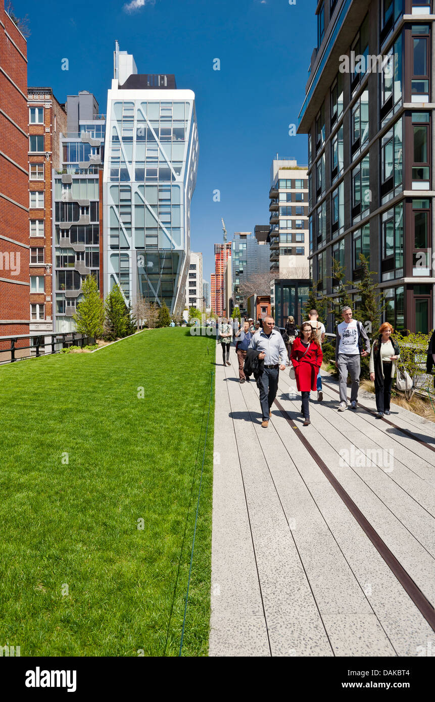 High Line New York a piedi High Line Park Manhattan Foto Stock