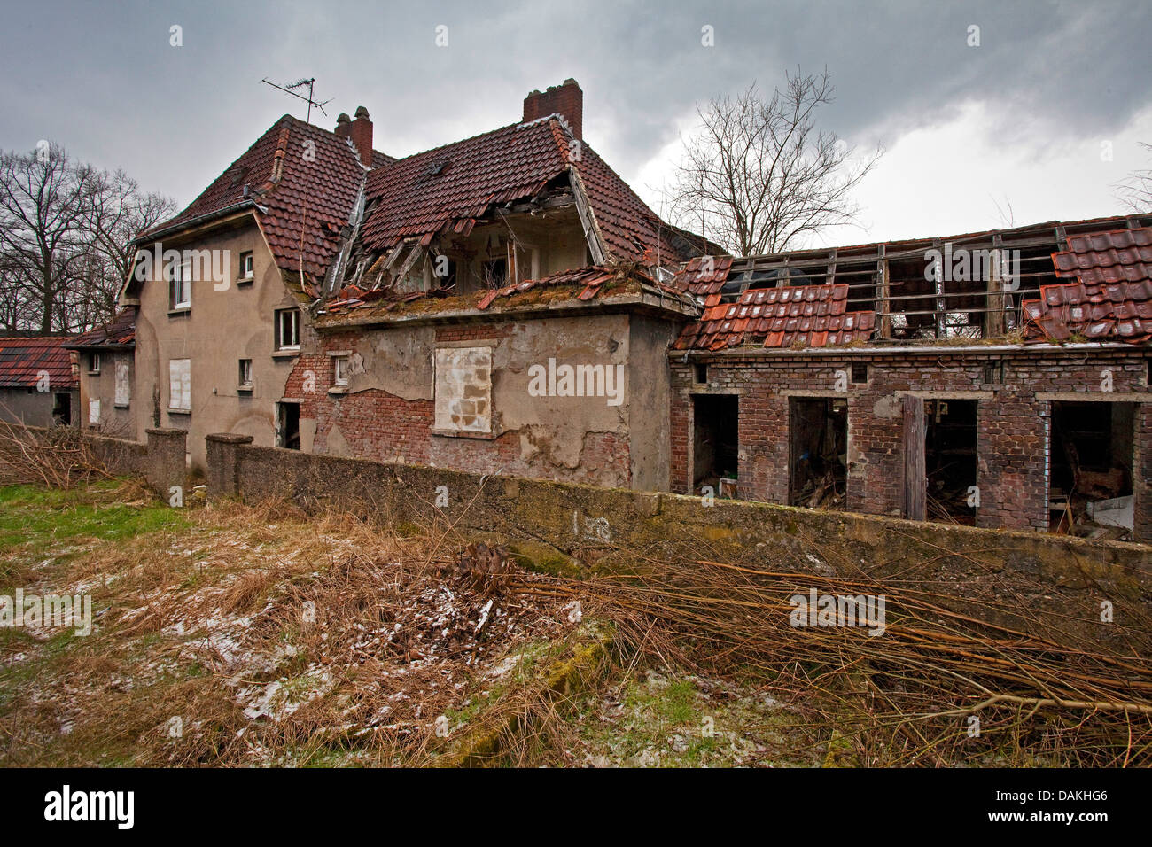 Abbandonate e decadenti quartieri di minatori Schlaegel und Eisen, in Germania, in Renania settentrionale-Vestfalia, la zona della Ruhr, Gladbeck Foto Stock