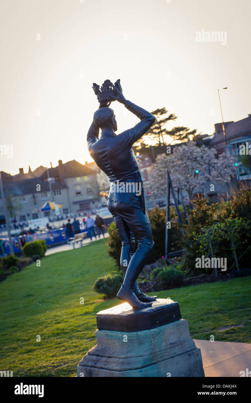 Statua di frazione a Shakespeare memorial dal Signore Ronald Gower in bronzo, Bancroft giardini, Stratford-Upon-Avon, Regno Unito Foto Stock