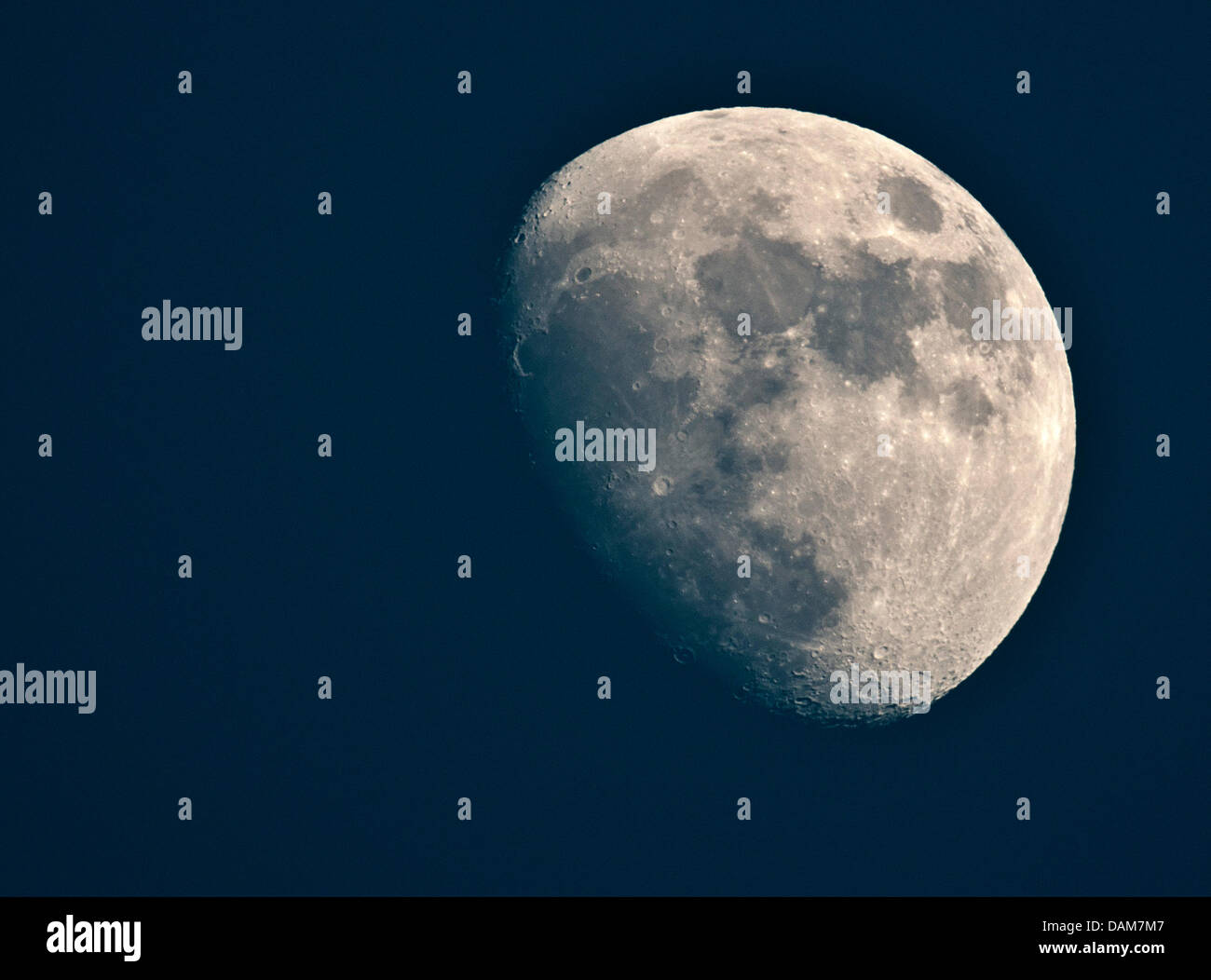 La luna è raffigurato nella Sieversdorf, Germania, 13 maggio 2011. La luna ha affascinato da tempo immemorabile. Il mood cerchi la terra ogni 28 giorni ed è 3476km di diametro. Foto: Patrick Pleul Foto Stock