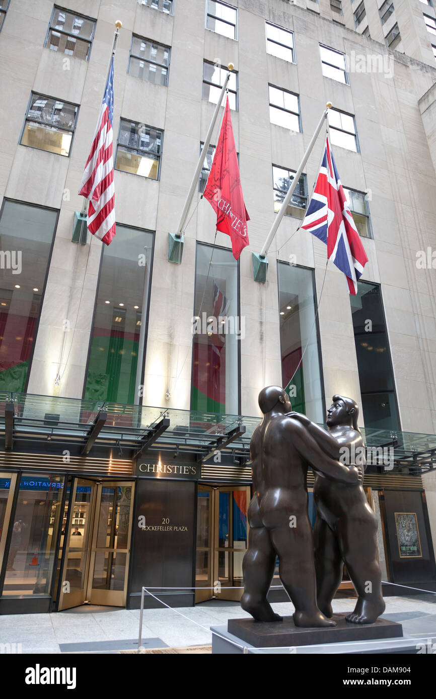 Ingresso di Christies al Rockefeller Plaza, Manhattan NYC Foto Stock