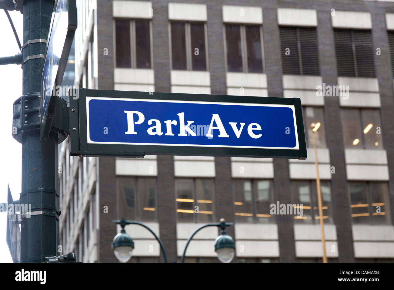 Un cartello stradale di Park Avenue a New York , Manhattan Foto Stock
