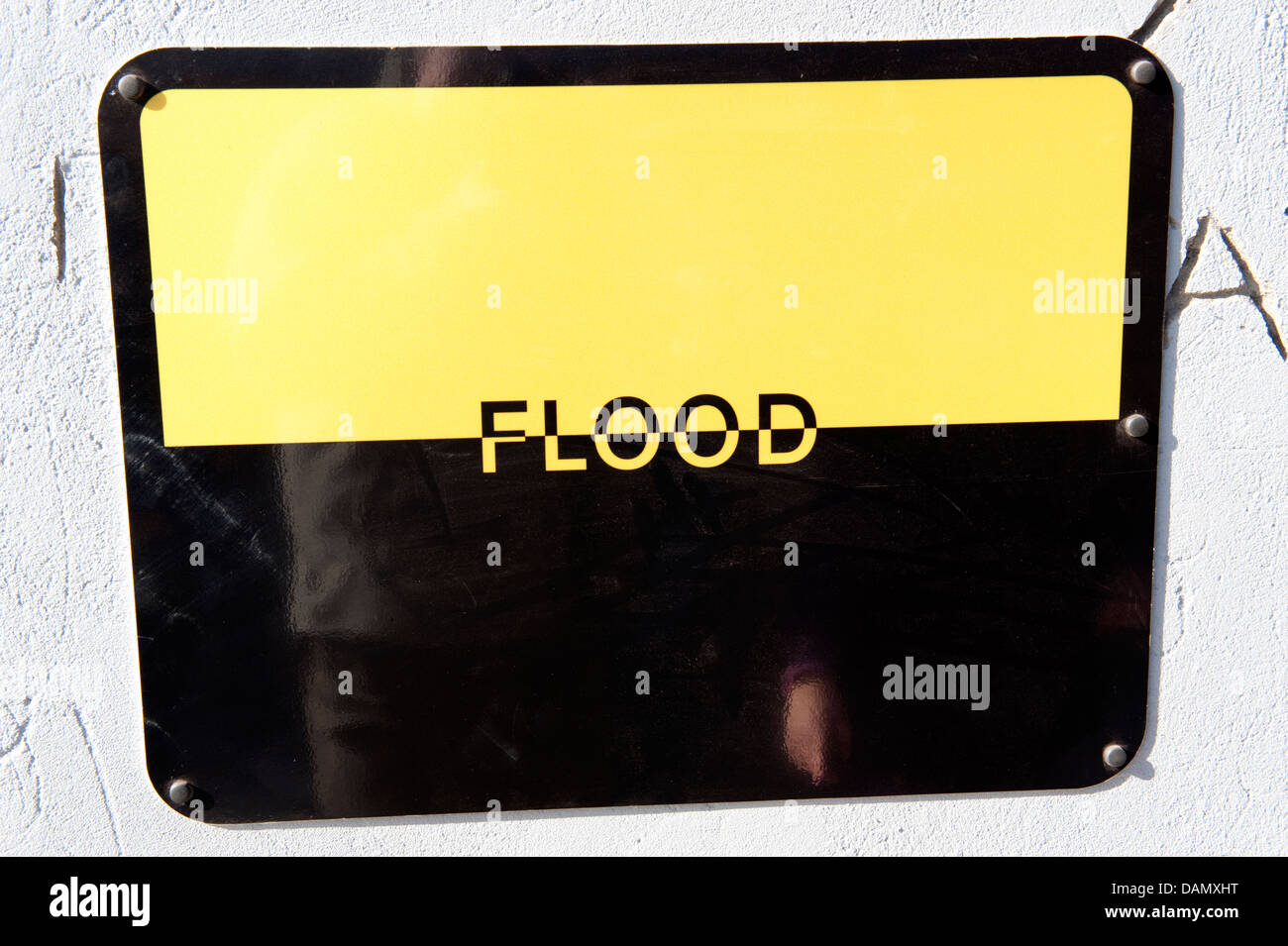 Flood segno nero giallo di avvertimento rettangolo oblungo Foto Stock